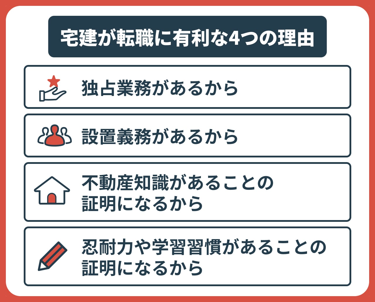 宅建が転職に有利な4つの理由